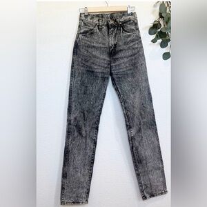 Vintage 80's Wrangler Western Denim High Waist Straight Leg Black Acid Wash Jean